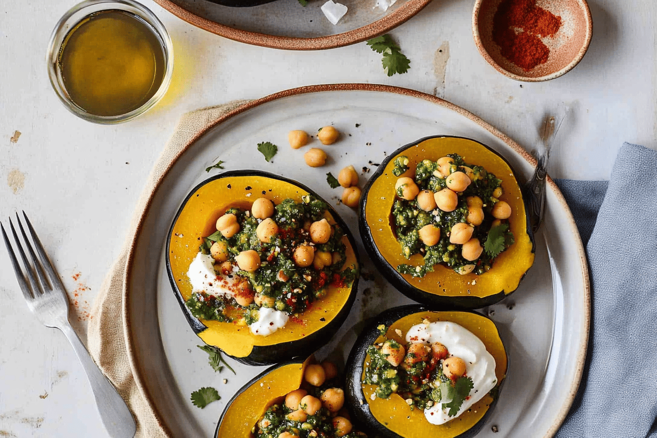 Chickpeas and Acorn Squash with Chimichurri