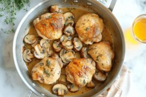 Skillet Mushroom Chicken Thighs Recipe