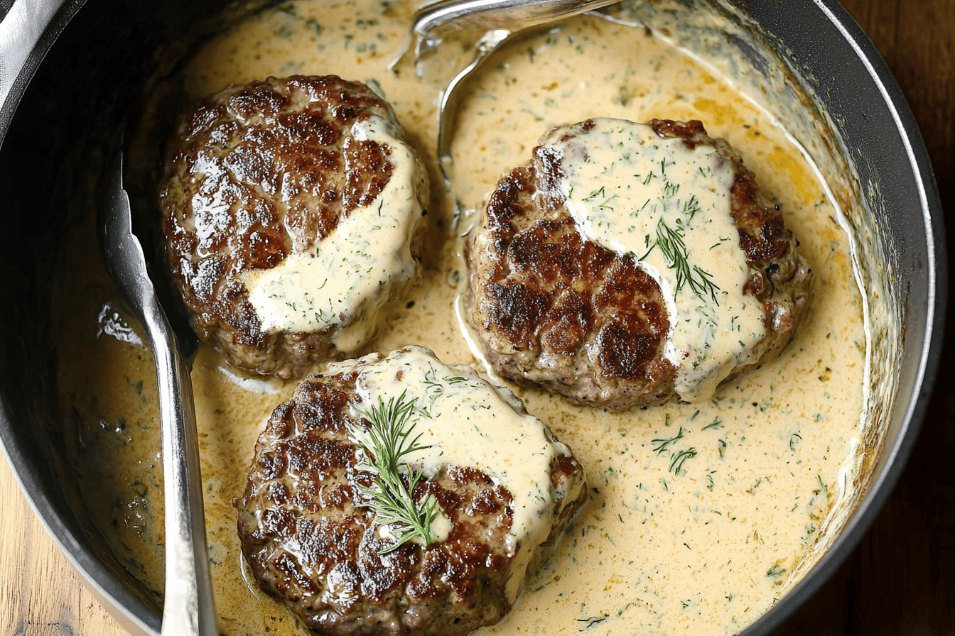 Hamburger Steak in Creamy Dill Sauce Recipe